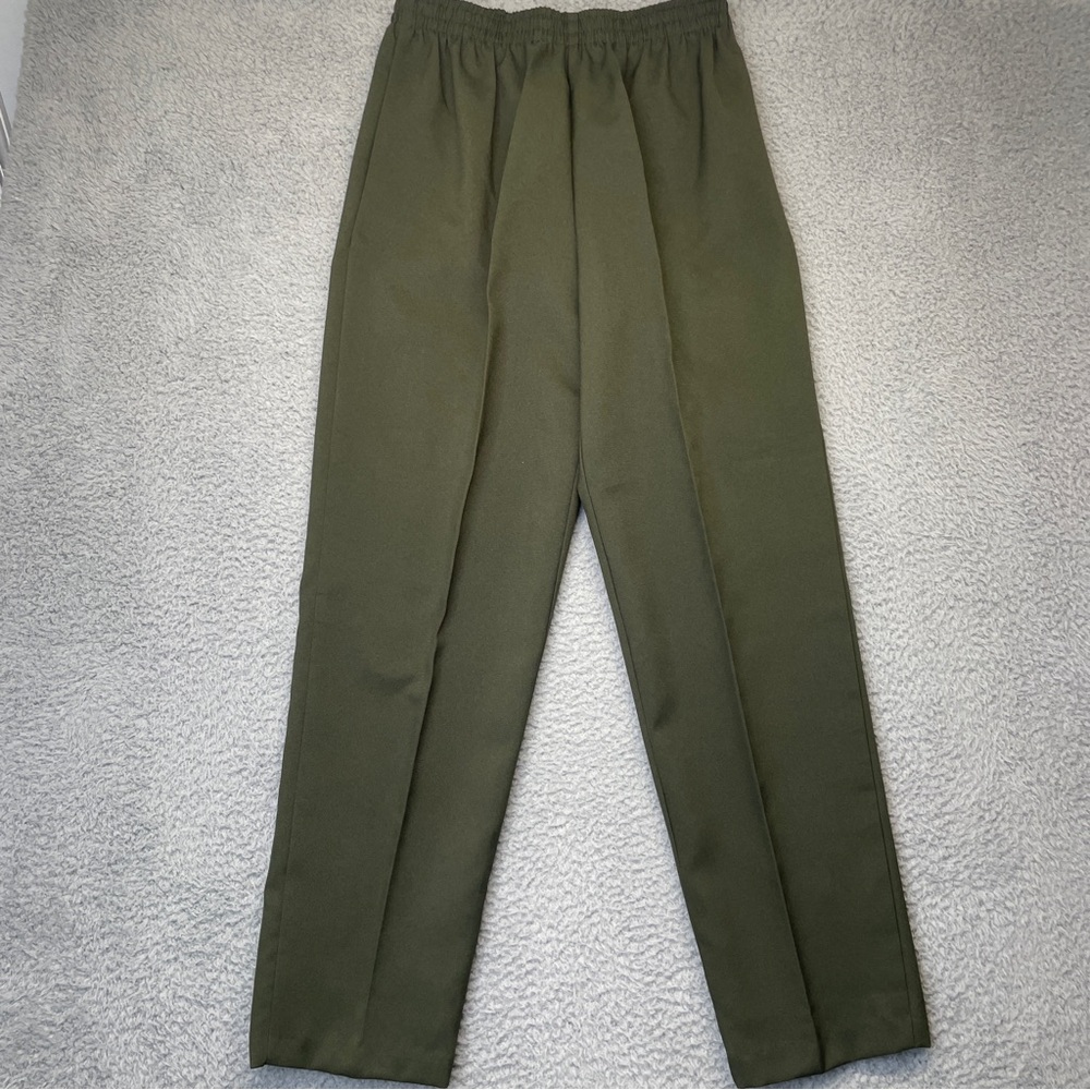 Top Choice Pull On Trouser Pants Women Medium Green Slacks Vintage Goblincore 90